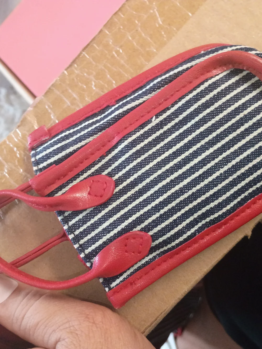 Sanrio Hello Kitty Striped Tote in Navy and Red